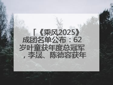 《乘风2025》成团名单公布：62岁叶童获年度总冠军，李晟、陈德容获年度高光人物