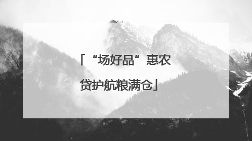 “场好品”惠农贷护航粮满仓