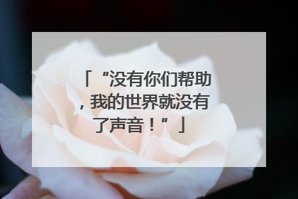 “没有你们帮助，我的世界就没有了声音！”