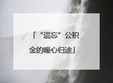 “遗忘”公积金的暖心归途