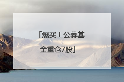 爆买！公募基金重仓7股