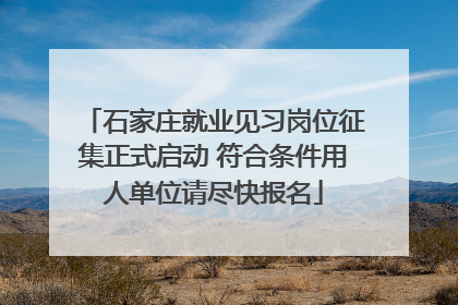 石家庄就业见习岗位征集正式启动 符合条件用人单位请尽快报名