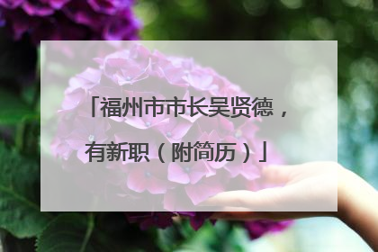 福州市市长吴贤德，有新职（附简历）