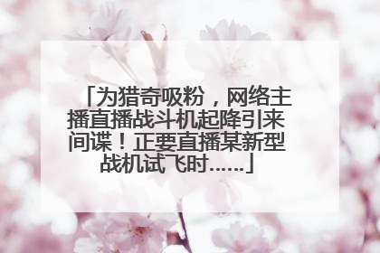 为猎奇吸粉，网络主播直播战斗机起降引来间谍！正要直播某新型战机试飞时……