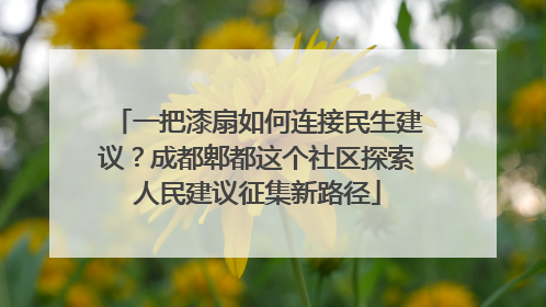 一把漆扇如何连接民生建议？成都郫都这个社区探索人民建议征集新路径