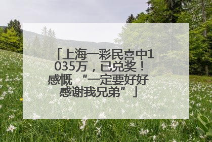 上海一彩民喜中1035万，已兑奖！感慨 “一定要好好感谢我兄弟”