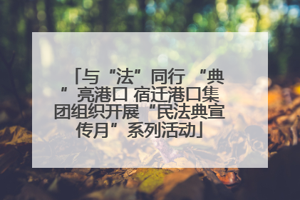 与“法”同行 “典”亮港口 宿迁港口集团组织开展“民法典宣传月”系列活动