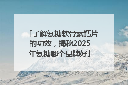 了解氨糖软骨素钙片的功效，揭秘2025年氨糖哪个品牌好