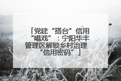 党建“搭台”信用“唱戏”：宁阳华丰管理区解锁乡村治理“信用密码”