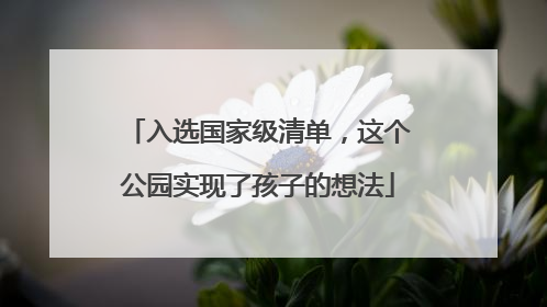入选国家级清单，这个公园实现了孩子的想法