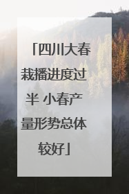 四川大春栽播进度过半 小春产量形势总体较好