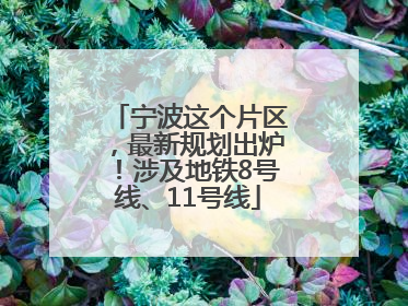 宁波这个片区，最新规划出炉！涉及地铁8号线、11号线