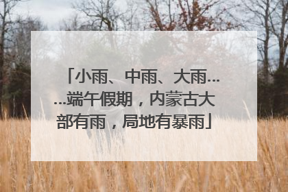 小雨、中雨、大雨……端午假期，内蒙古大部有雨，局地有暴雨
