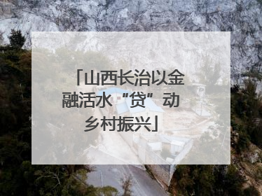 山西长治以金融活水“贷”动乡村振兴