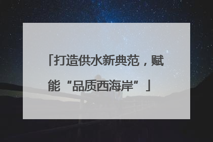 打造供水新典范，赋能“品质西海岸”