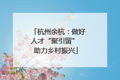 杭州余杭：做好人才“聚引留” 助力乡村振兴