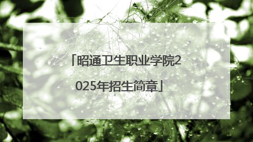 昭通卫生职业学院2025年招生简章