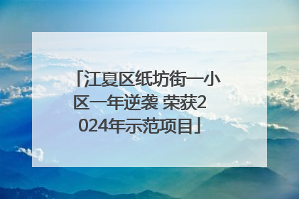 江夏区纸坊街一小区一年逆袭 荣获2024年示范项目