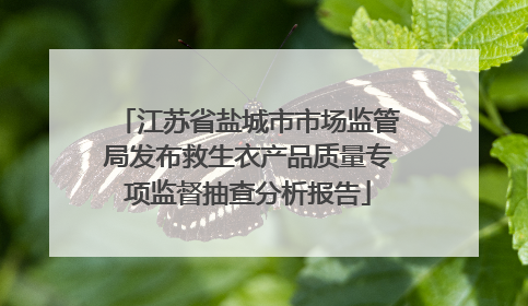 江苏省盐城市市场监管局发布救生衣产品质量专项监督抽查分析报告
