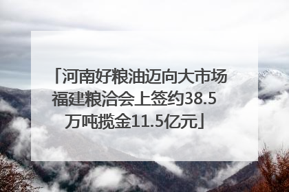 河南好粮油迈向大市场 福建粮洽会上签约38.5万吨揽金11.5亿元