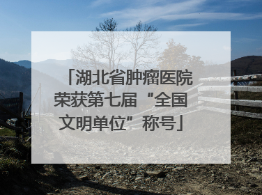 湖北省肿瘤医院荣获第七届“全国文明单位”称号