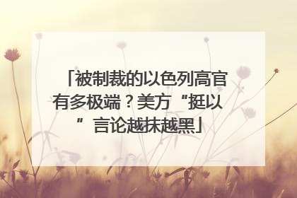 被制裁的以色列高官有多极端？美方“挺以”言论越抹越黑