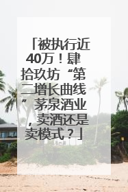 被执行近40万！肆拾玖坊“第二增长曲线”茅泉酒业，卖酒还是卖模式？
