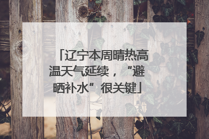 辽宁本周晴热高温天气延续，“避晒补水”很关键