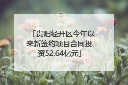 贵阳经开区今年以来新签约项目合同投资52.64亿元