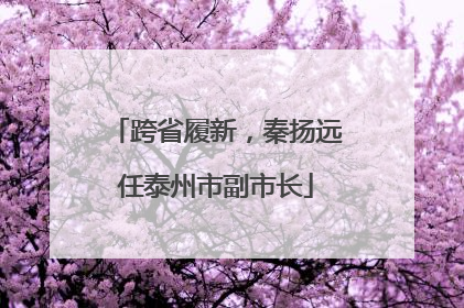 跨省履新，秦扬远任泰州市副市长