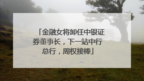 金融女将卸任中银证券董事长，下一站中行总行，周权接棒