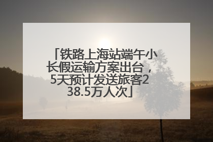 铁路上海站端午小长假运输方案出台，5天预计发送旅客238.5万人次