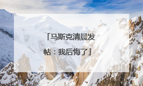 马斯克清晨发帖：我后悔了