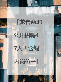 龙岩两地公开招聘47人！含编内岗位→