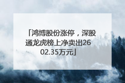 鸿博股份涨停，深股通龙虎榜上净卖出2602.35万元