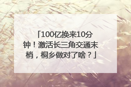 100亿换来10分钟！激活长三角交通末梢，桐乡做对了啥？