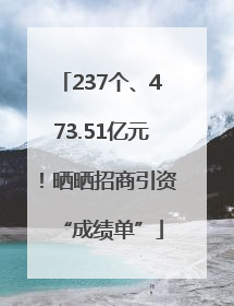 237个、473.51亿元！晒晒招商引资“成绩单”